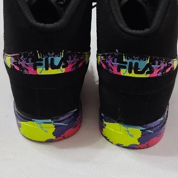 Fila Vulc 13 Paintball YOUTH Sneakers Shoes Black W/Florescent Splashes Sz 5 EUC - Picture 5 of 10
